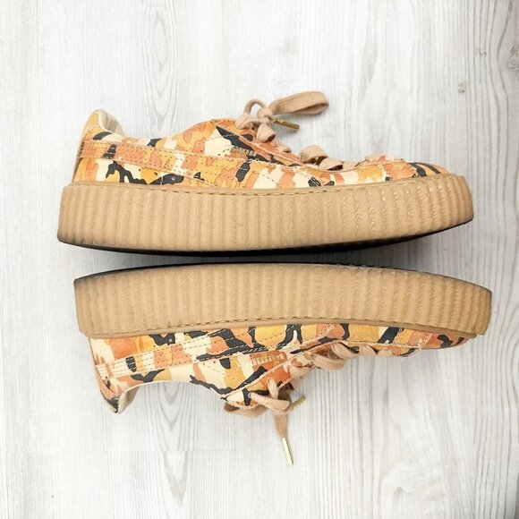 Puma & Rihanna Fenty Suede Camo Creepers Platform Sneakers Shoes Orange Size 8 - Picture 8 of 9